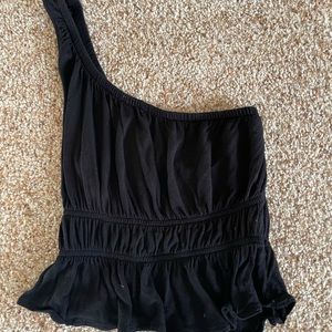 Urban Outfitters Black Cropped Tank One Shoulder